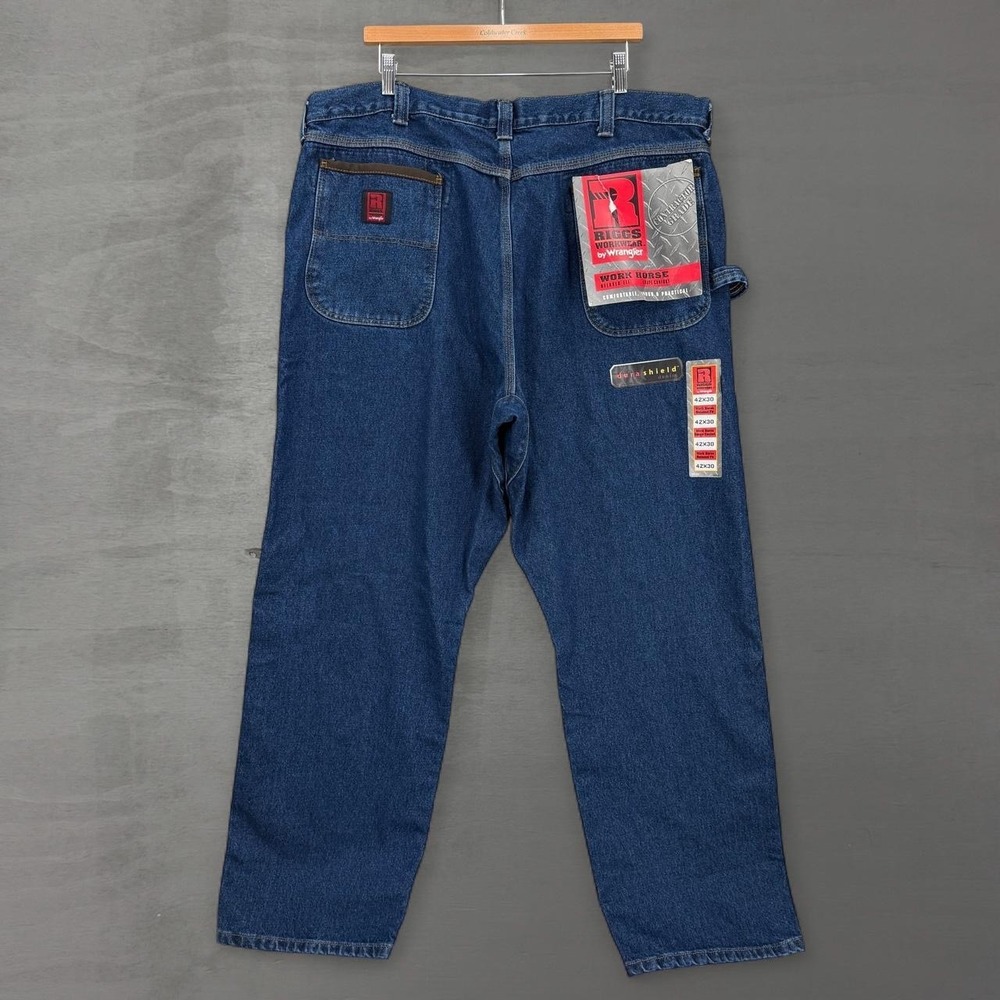 NEW Wrangler Riggs Workwear Jeans Blue Relaxed Fit DuraShield 42 x 30
